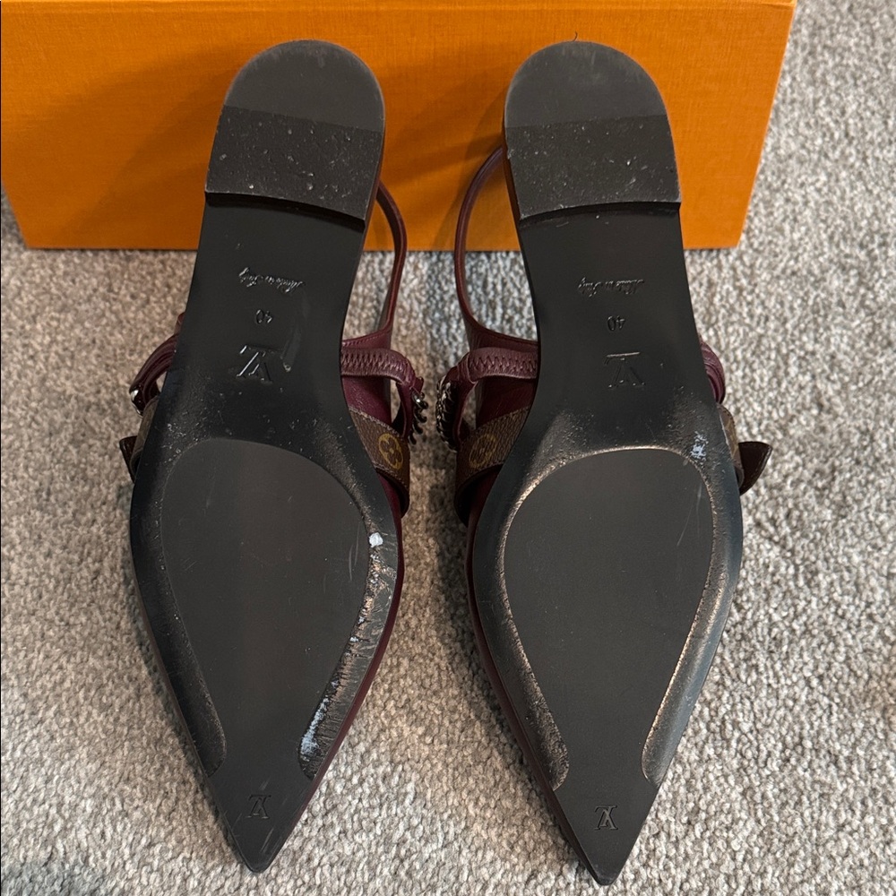 Louis Vuitton Dark Red Chain Slingback Flats - Picture 6 of 10